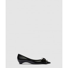 프라다 브러쉬드 가죽 펌프스 1I363N