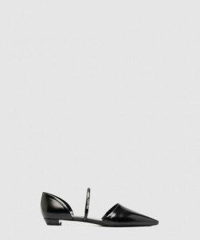 프라다 로고 스트랩 레더 플랫 슈즈 1F519M