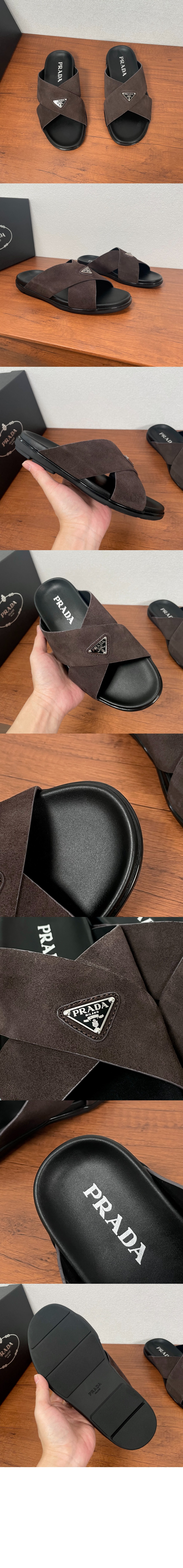 프라다 스웨이드 크리스크로스 슬라이드 2X3146