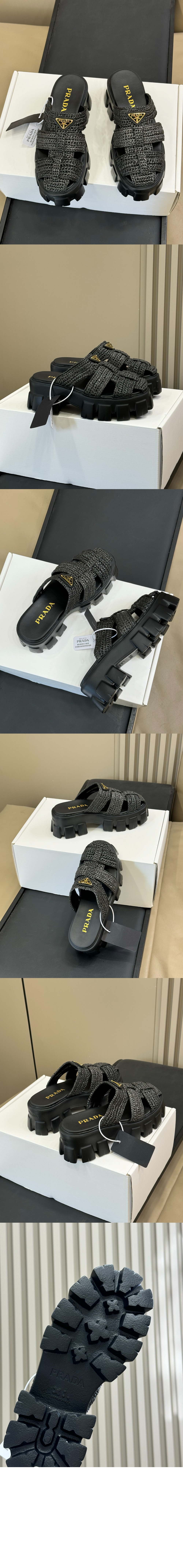 프라다 모놀리스 크로셰 케이지 샌들 1X138N