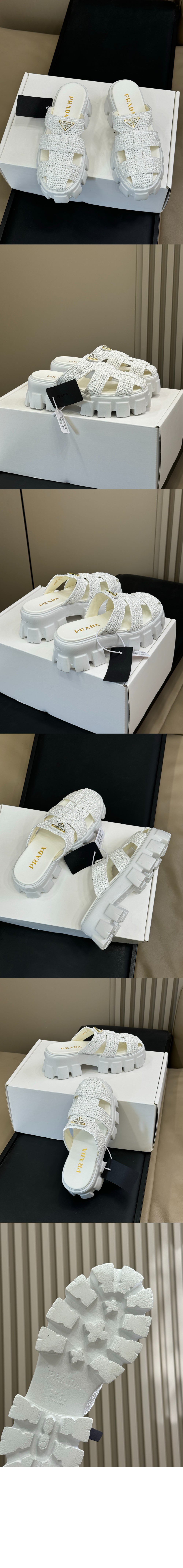 프라다 모놀리스 크로셰 케이지 샌들 1X138N