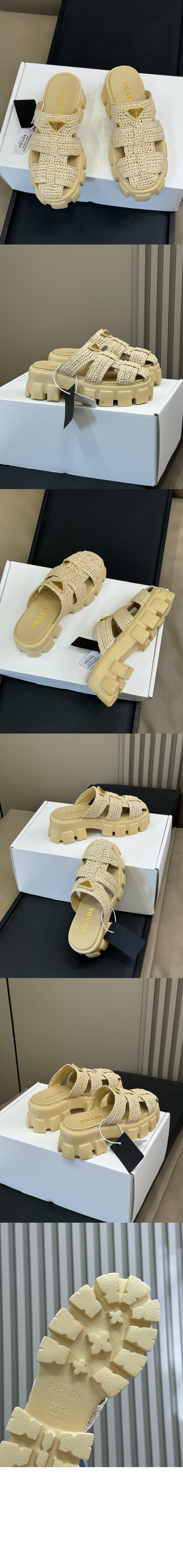 프라다 모놀리스 크로셰 케이지 샌들 1X138N