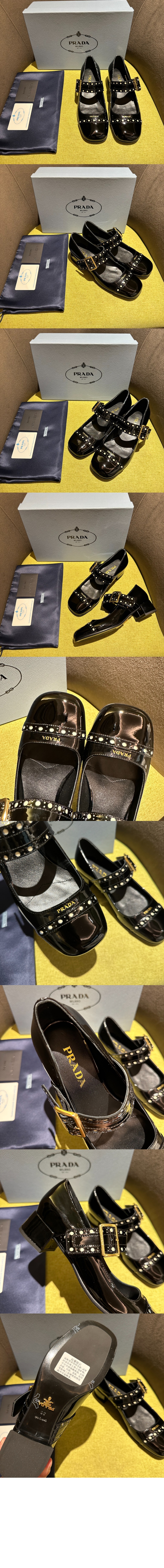 프라다 페이턴트 가죽 메리제인 펌프스 1I816N