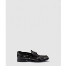 프라다 스터드 장식 샤이니 레더 로퍼 1D814N