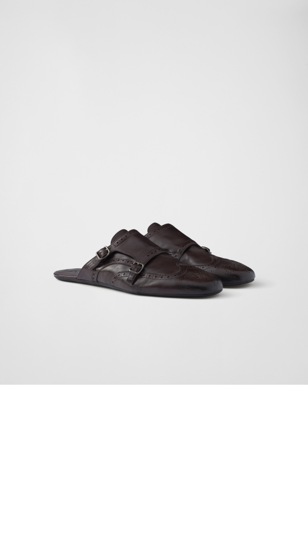 프라다 셔플 더블 몽크 스트랩 가죽 뮬 2S2992