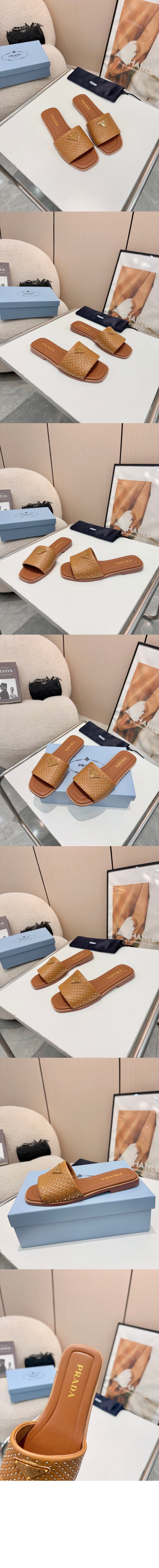 프라다 나파 가죽 슬라이드 1XX760