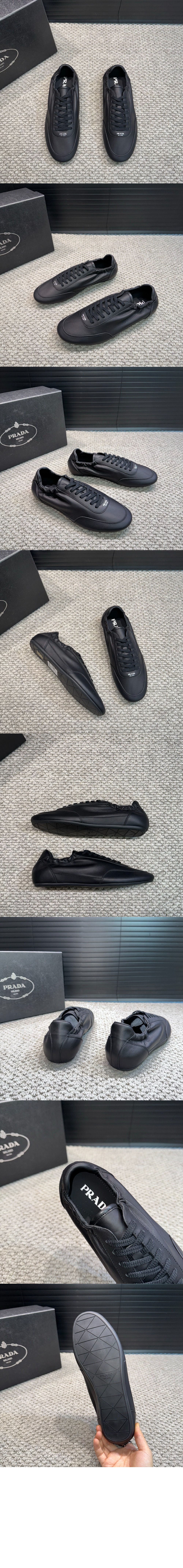 프라다 컬랩스 리나일론 및 스웨이드 엘라스틱 스니커즈 2EG479