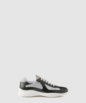 프라다 아메리카 컵 페이턴트 가죽 및 기능성 소재 스니커즈 4E3400