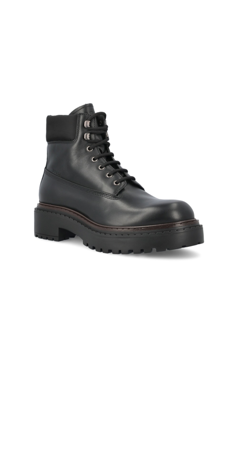 프라다 로고솔 레더 레이스업 부츠 2TE205