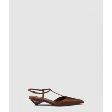 프라다 새틴 슬링백 펌프스 1I535N