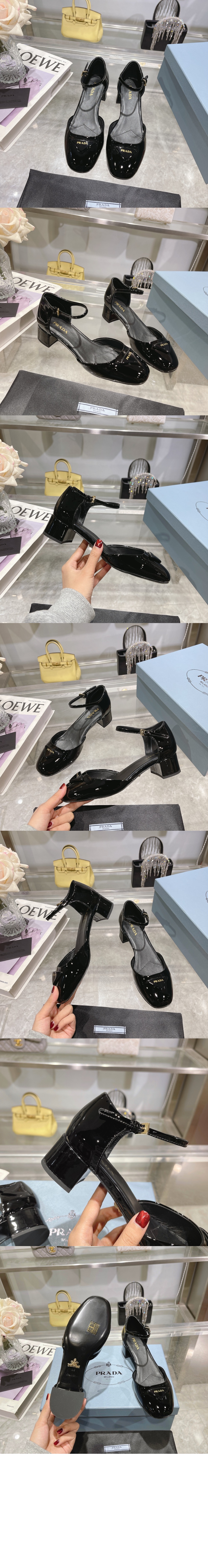 프라다 페이턴트 가죽 펌프스 1I601N