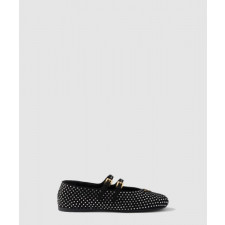 프라다 크리스털 장식 스웨이드 발레리나 1F797N