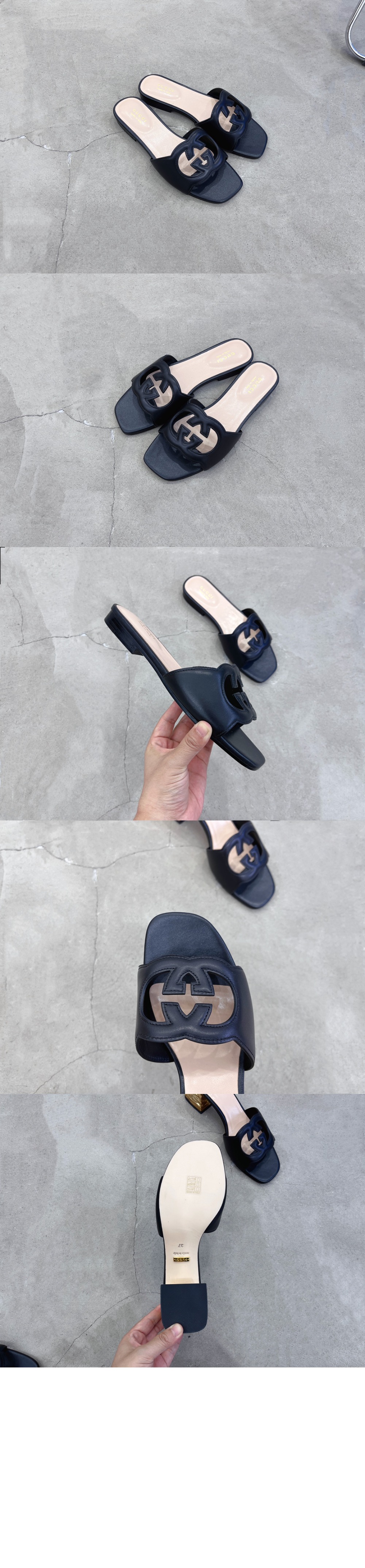 프라다 인터로킹 G 컷아웃 슬라이드 샌들 694451