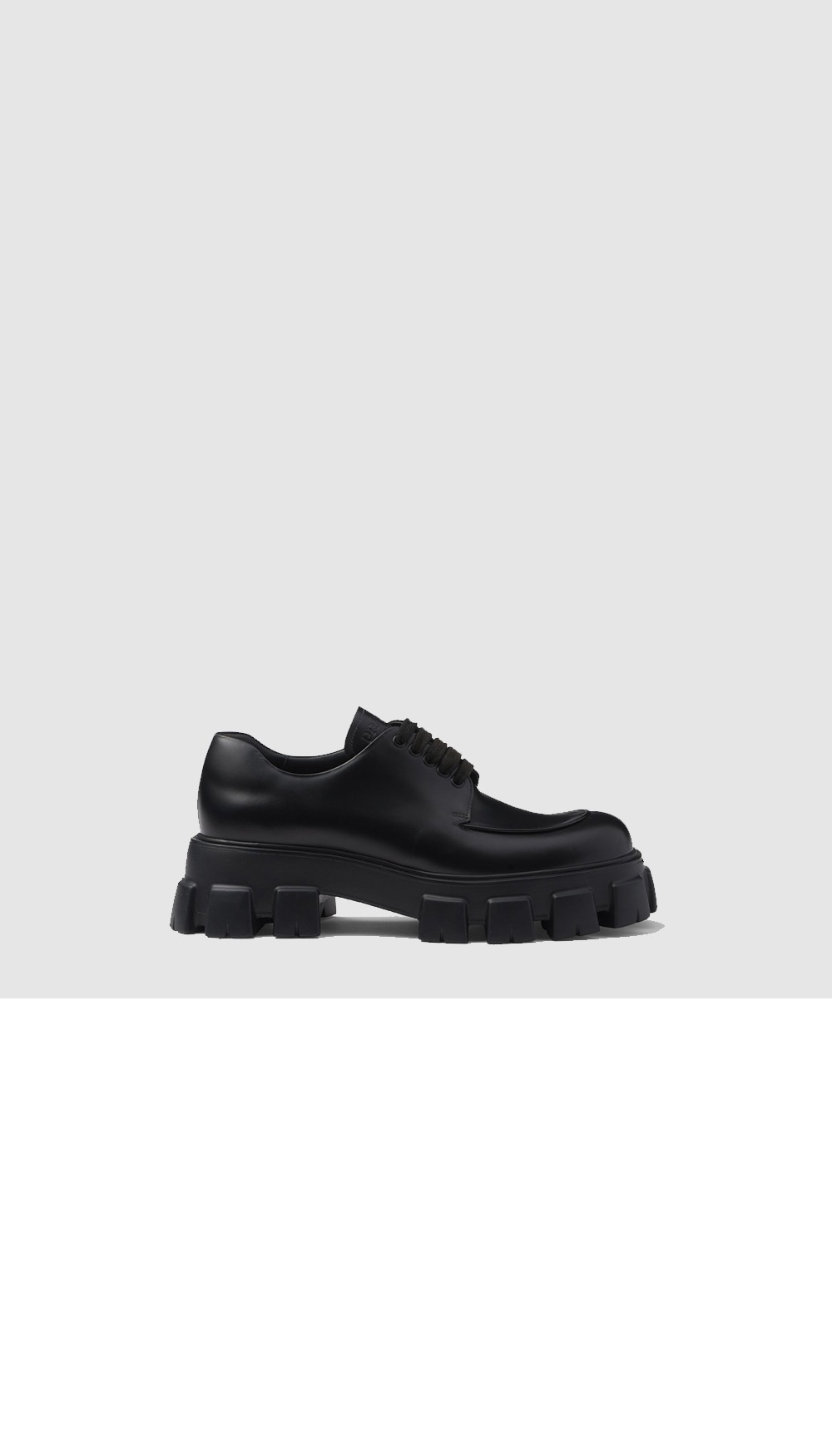 프라다 모놀리스 브러시드 가죽 레이스업 슈즈 2EE356