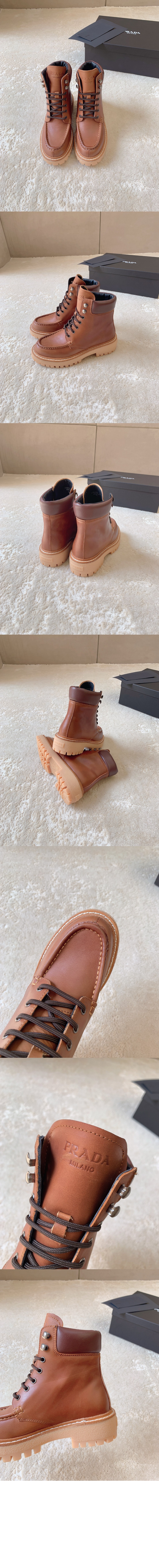 프라다 가죽 레이스업 부츠 1T803N