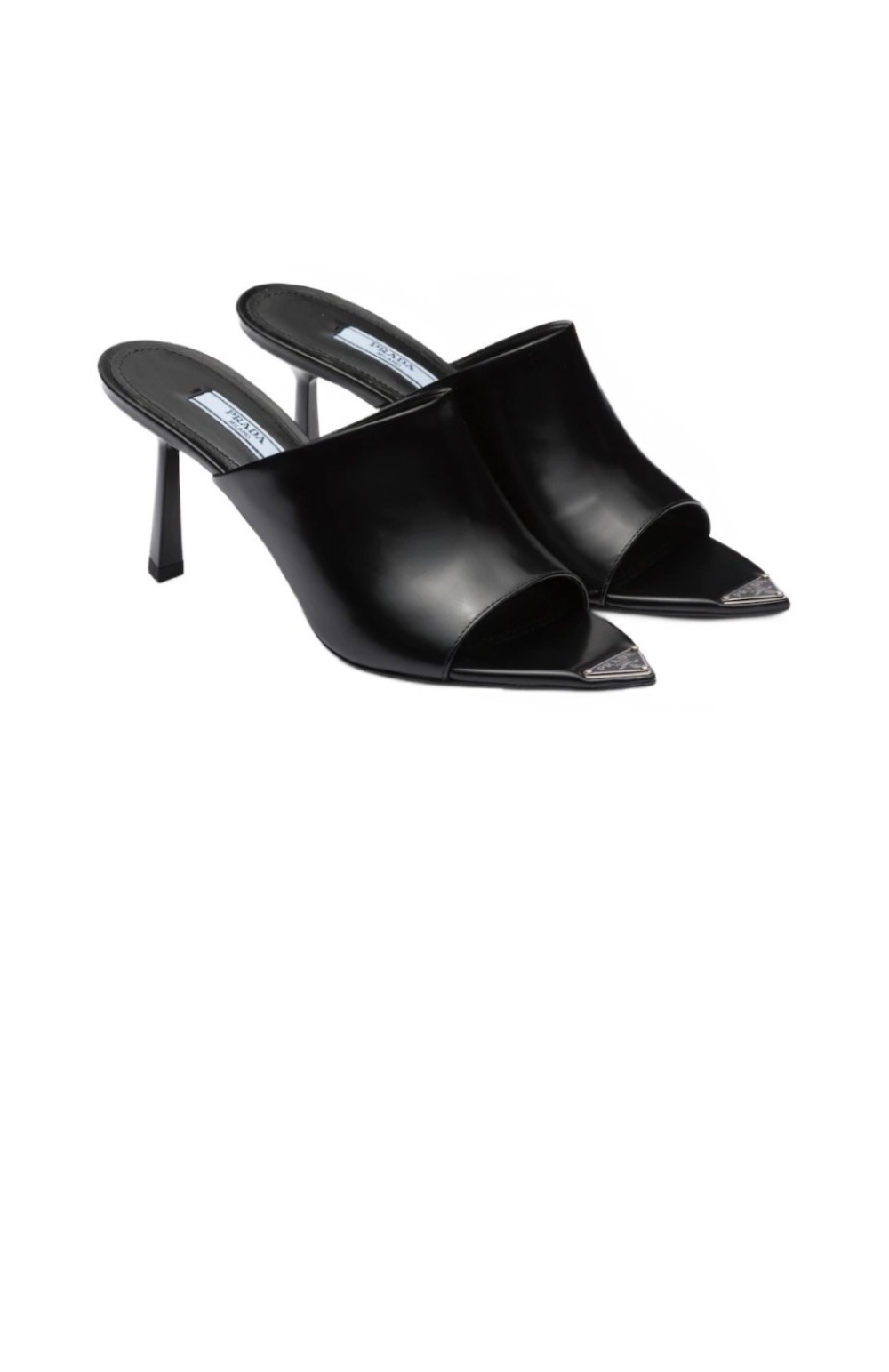 프라다 브러쉬드 가죽 하이힐 슬라이드 1XX638