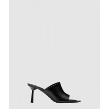 프라다 브러쉬드 가죽 하이힐 슬라이드 1XX638