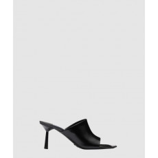 프라다 브러쉬드 가죽 하이힐 슬라이드 1XX638