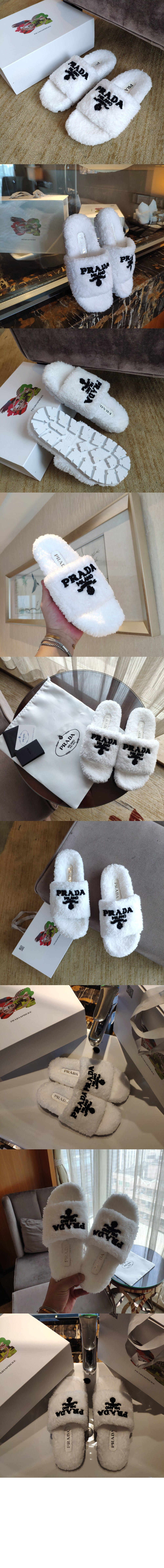 프라다 테리 패브릭 퍼 슬라이드 1XX602