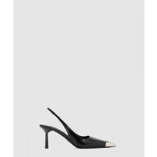 프라다 브러쉬드 가죽 슬링백 펌프스 1I903M