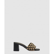 프라다 자수 패브릭 샌들 1XX637