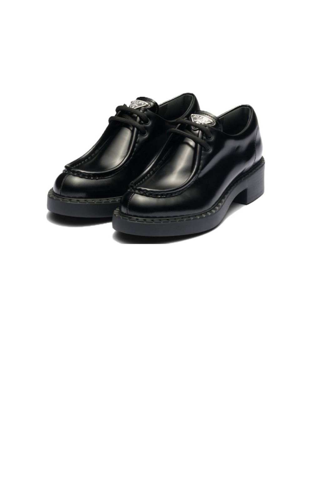 프라다 브러쉬드 레더 레이스업 슈즈 1E249N