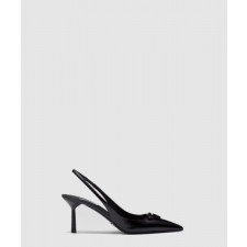 프라다 삼각로고 포인티드 슬링백 펌프스 1I901M