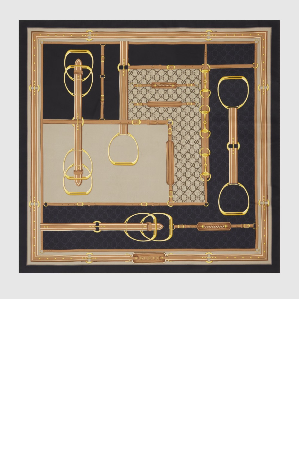 구찌 프린트 실크 까레 813625