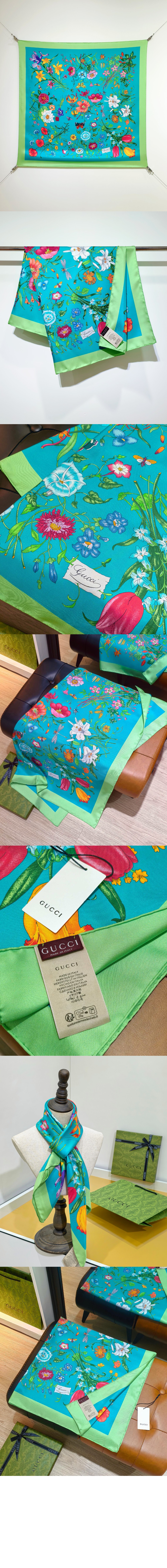 구찌 프린트 실크 까레 700400