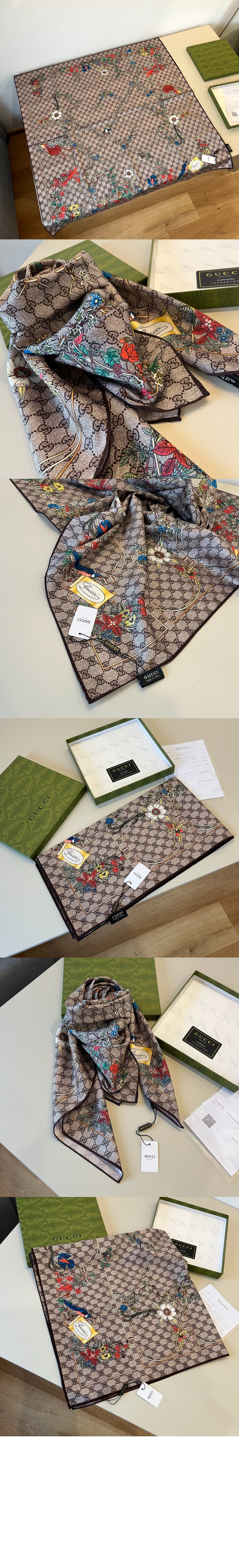 구찌 프린트 실크 트윌 까레 777066