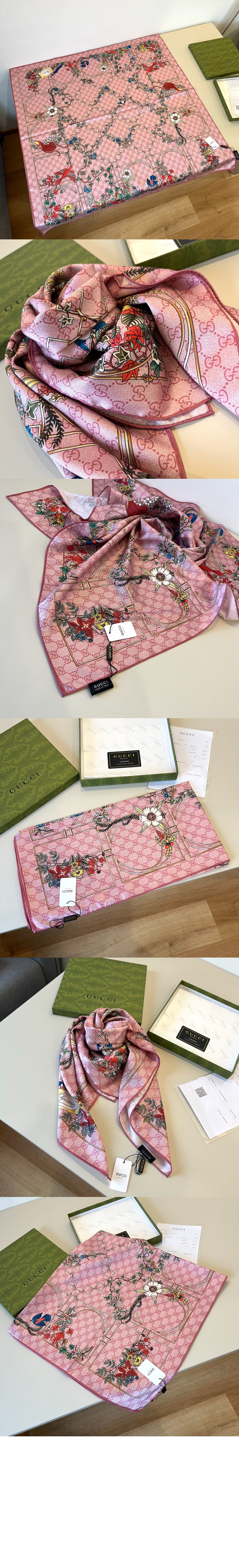 구찌 프린트 실크 트윌 까레 777066