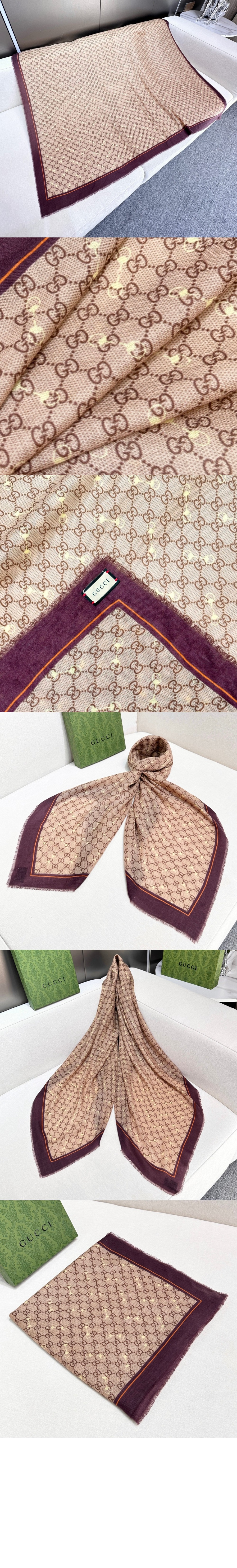 구찌 GG 프린트 홀스빗 실크 숄 662577