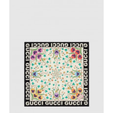 구찌 플라워 프린트 실크 스카프 743876