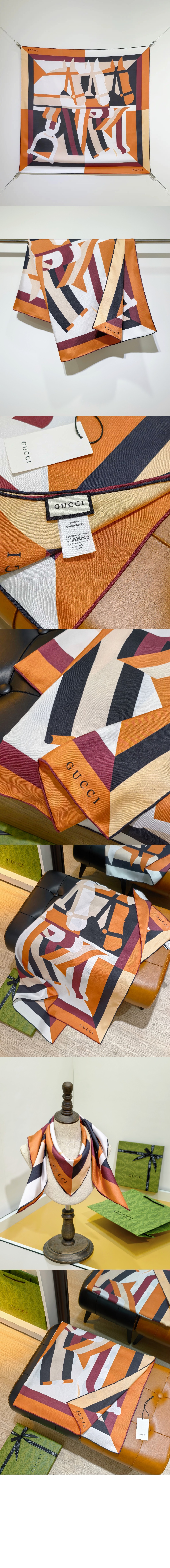 구찌 프린트 실크 까레 811167