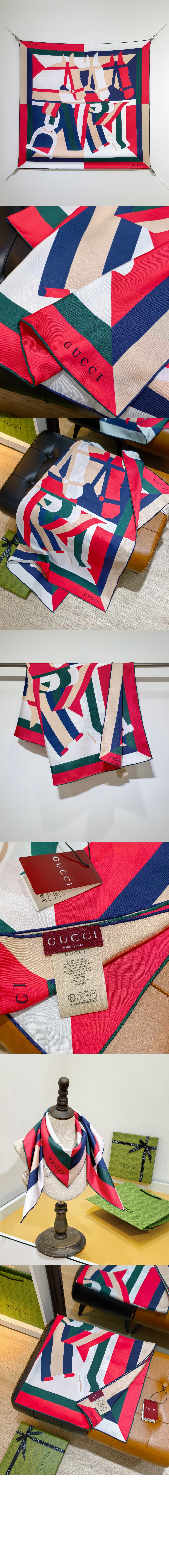 구찌 프린트 실크 까레 811167