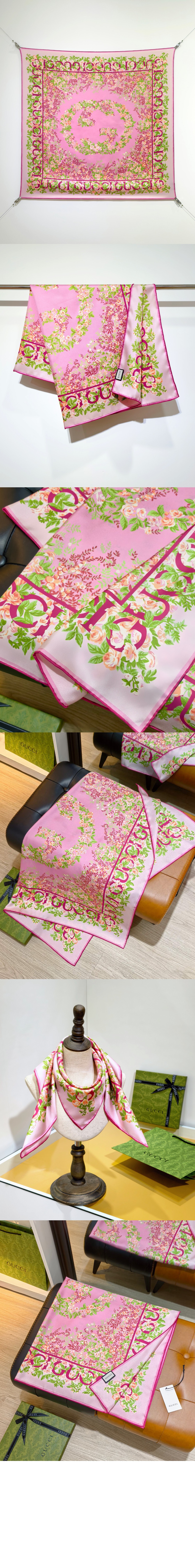 구찌 프린트 실크 까레 783157