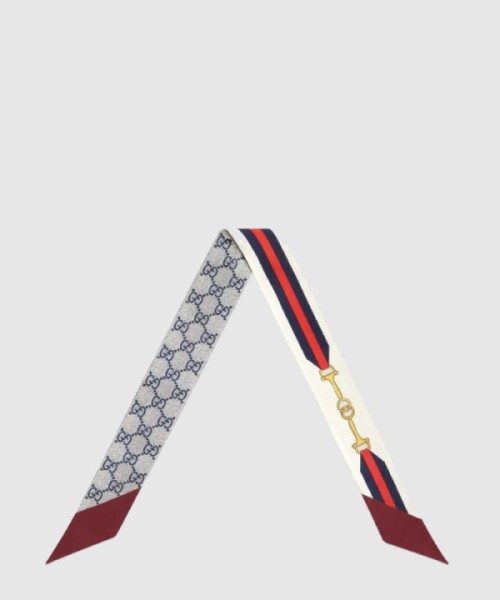 구찌 프린트 실크 넥 보우 756937