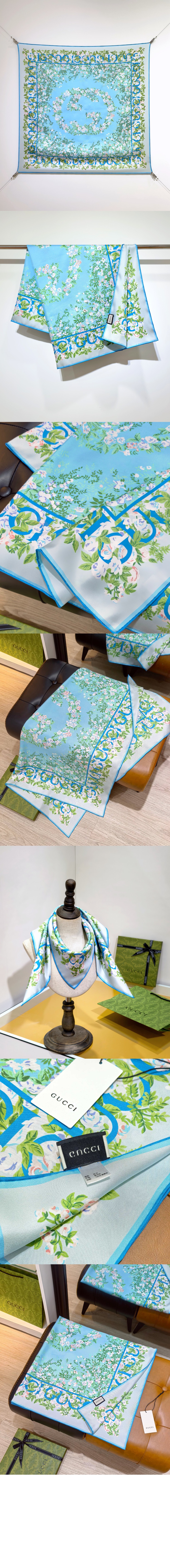 구찌 프린트 실크 까레 783157