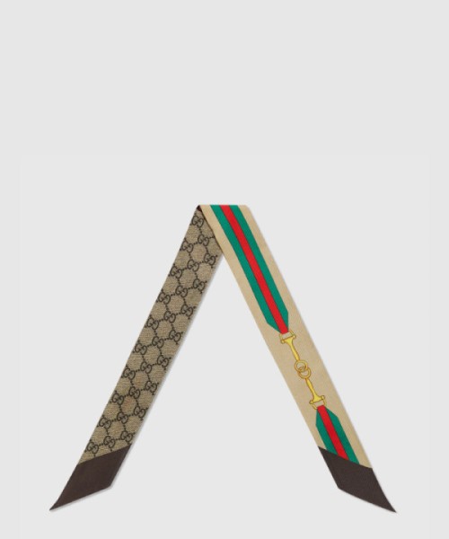 구찌 프린트 실크 넥 보우 756937