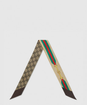 구찌 프린트 실크 넥 보우 756937