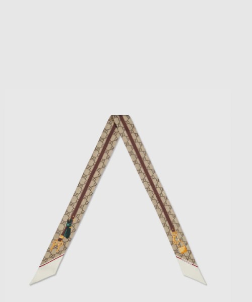 구찌 프린트 실크 트윌 넥 보우 784959