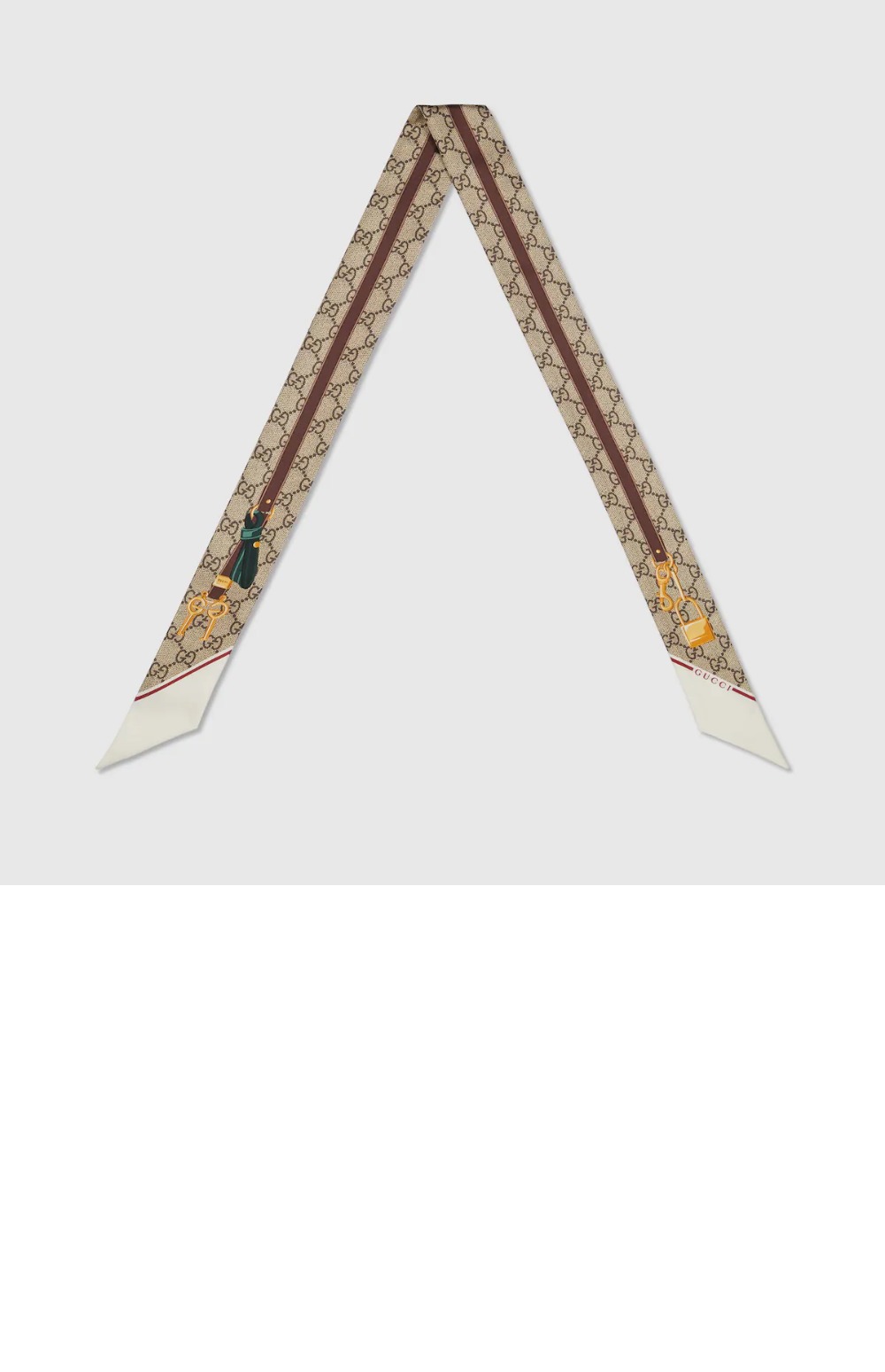 구찌 프린트 실크 트윌 넥 보우 784959