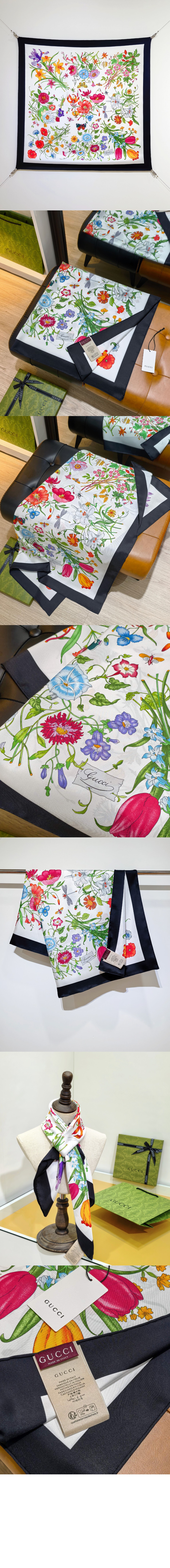 구찌 프린트 실크 트윌 까레 821061