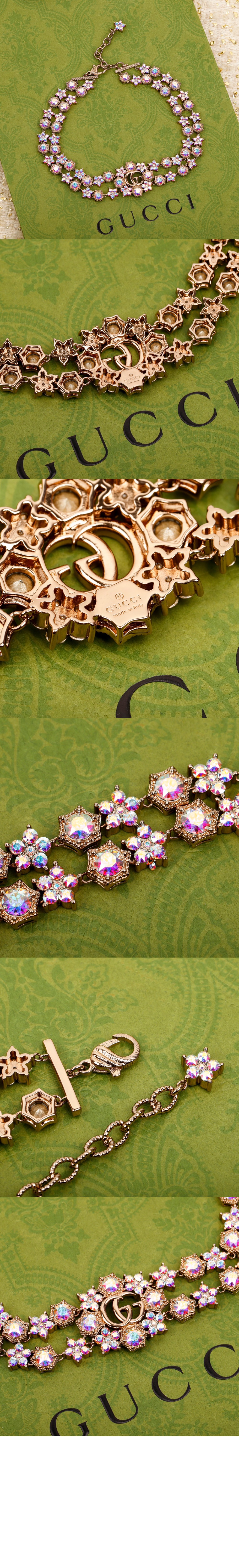 구찌 더블 G 플라워 크리스털 목걸이 753867