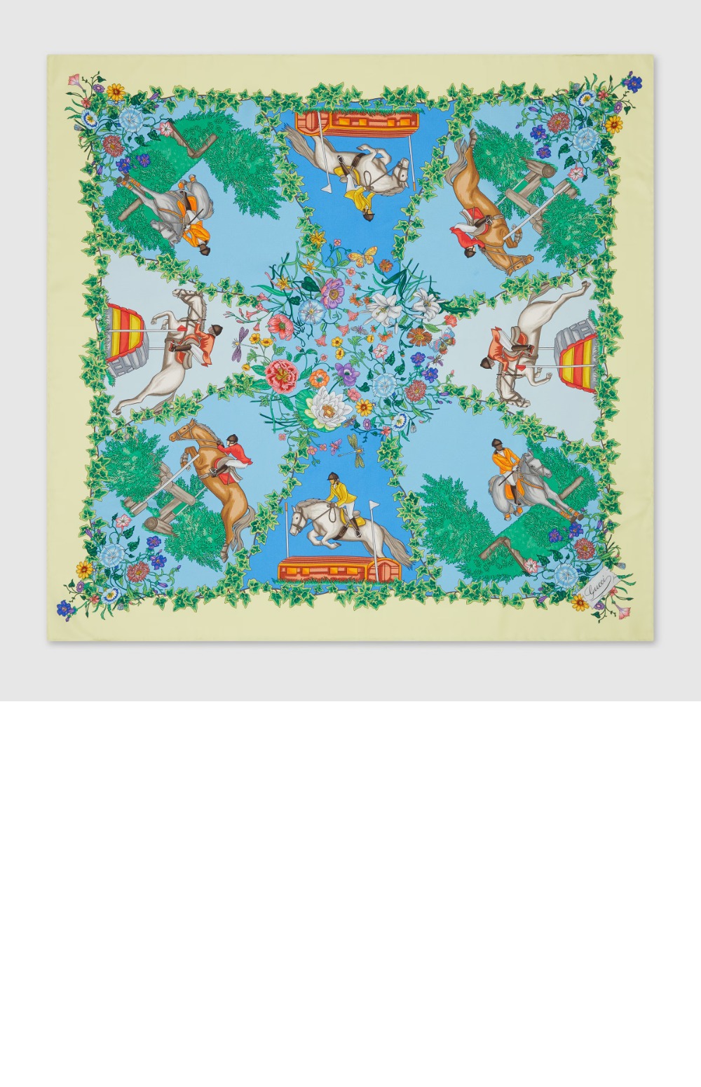 구찌 올오버 플로라 프린트 실크 까레 810870