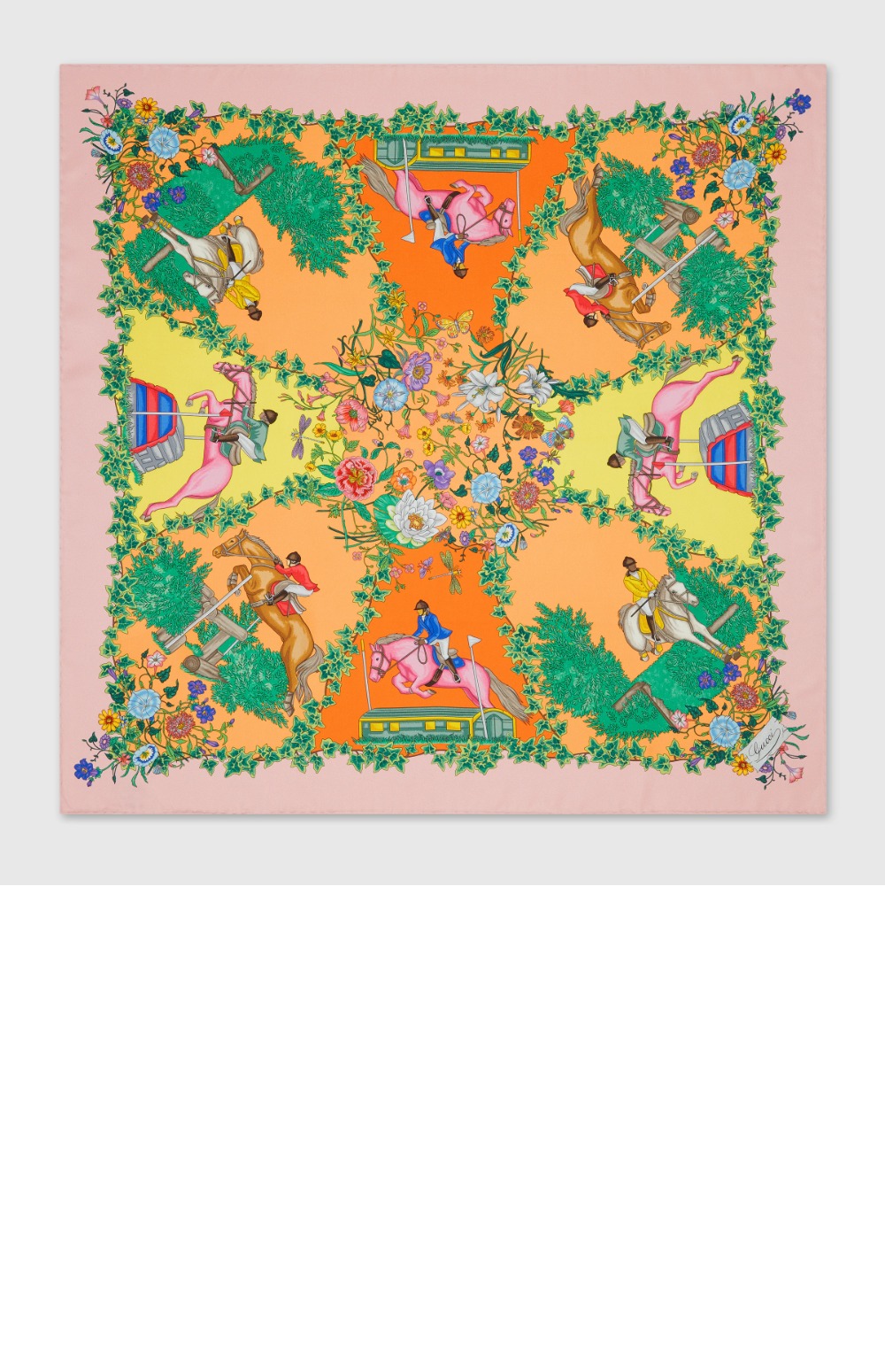 구찌 올오버 플로라 프린트 실크 까레 810870