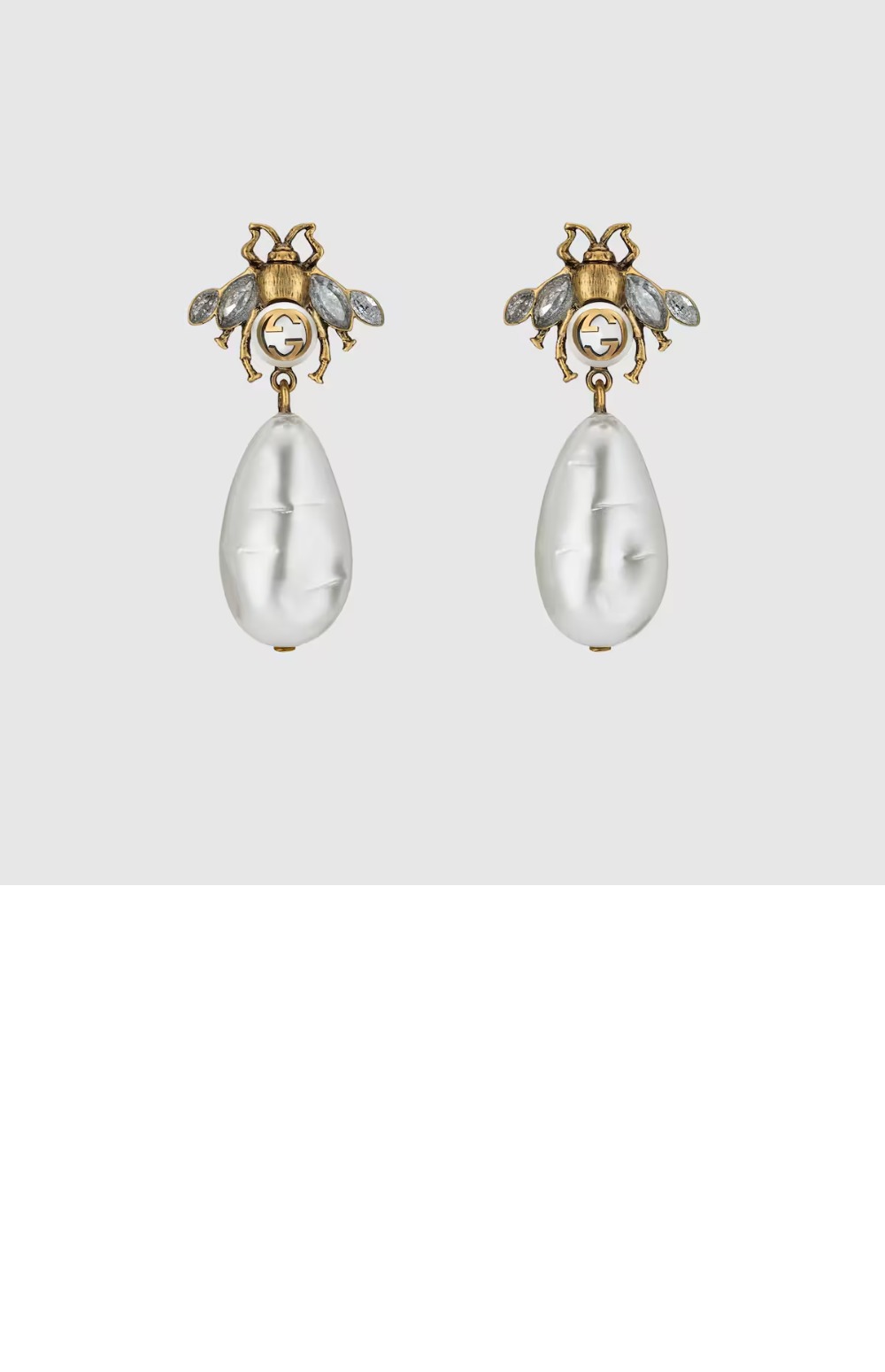 구찌 드롭 진주 꿀벌 모양 귀걸이 490312