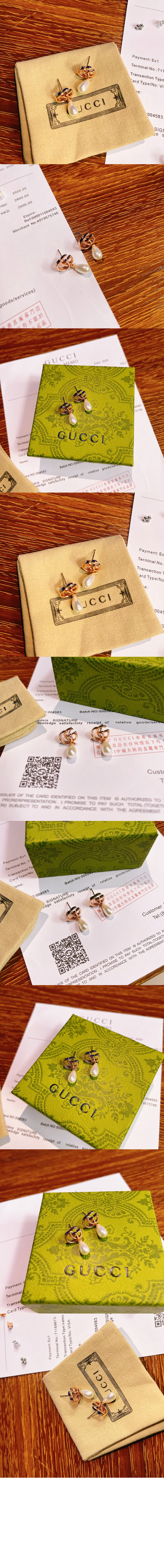 구찌 GG 마몽 펄 드롭 귀걸이 815307