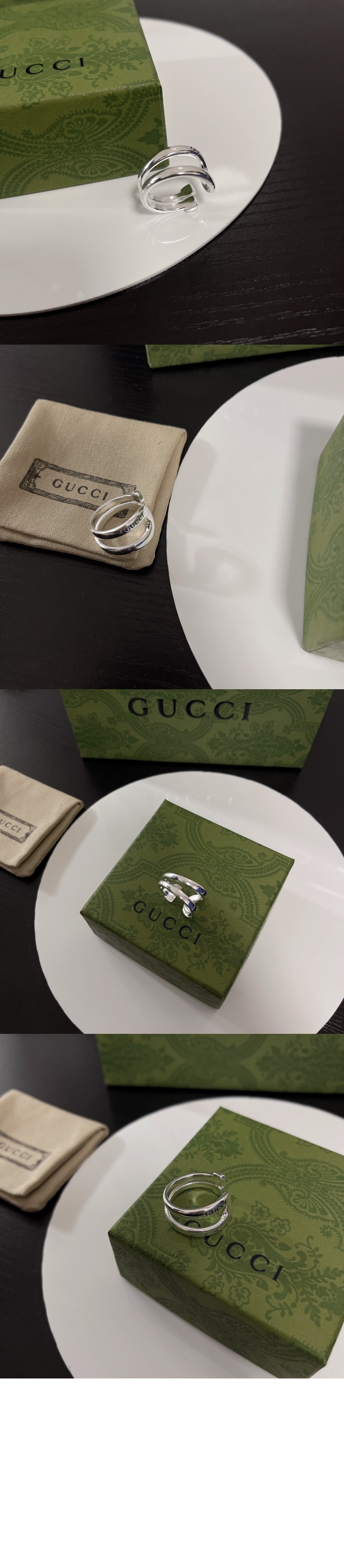 구찌 디테일이 있는 반지 등자 반지 759707