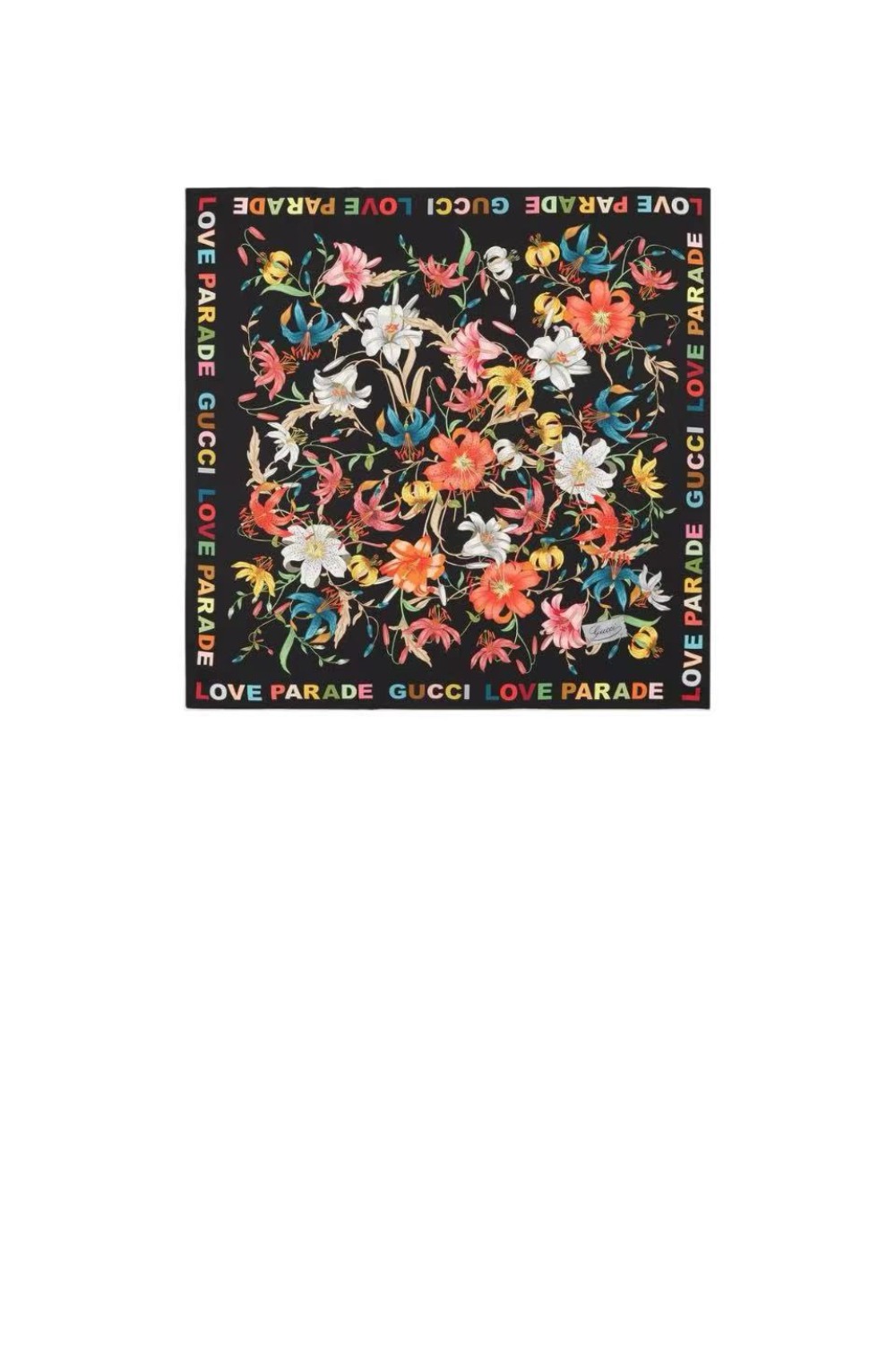 구찌 꽃 프린트 실크 스카프 704127